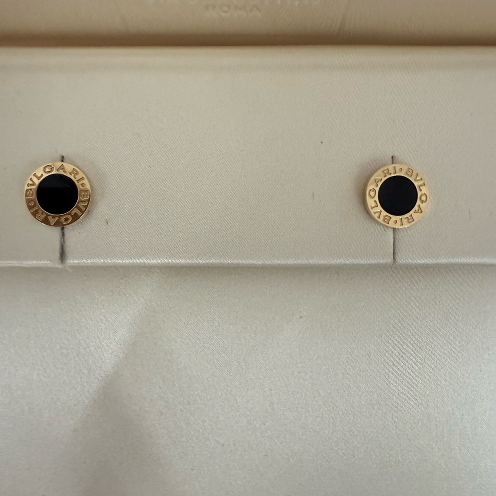 Bvlgari Gold and Black Stud Earrings